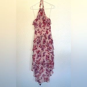 Express High Low Pink Floral Ruffled Dress size XS